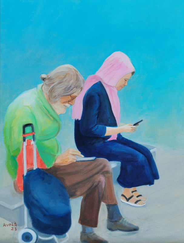 Zeitgenossen mit Handy Zeitgenossen mit Handy